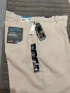 Savane Men's Flat Front Performance Chinos - Beige/Tan